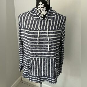 Simply Vera Vera Wang Navy and White Striped Cowl Neck Sweater Sz S